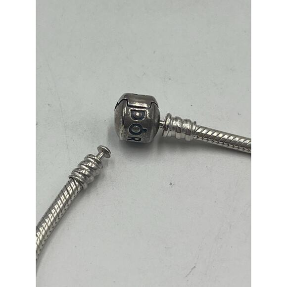 Pandora Authentic Charm Bead Snake Bracelet Sterling Marked 925 ALE sz 7.5" - Picture 2 of 9